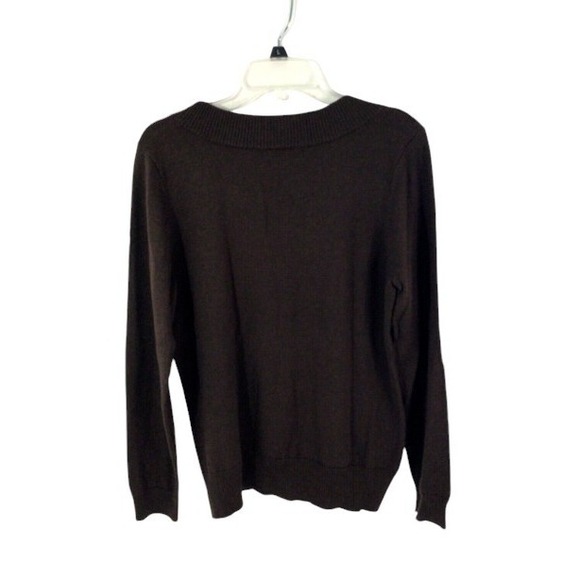 Calvin Klein Women's Wool Blend Brown Beaded Pullover Sweater Sz L Sparkly - Picture 2 of 7